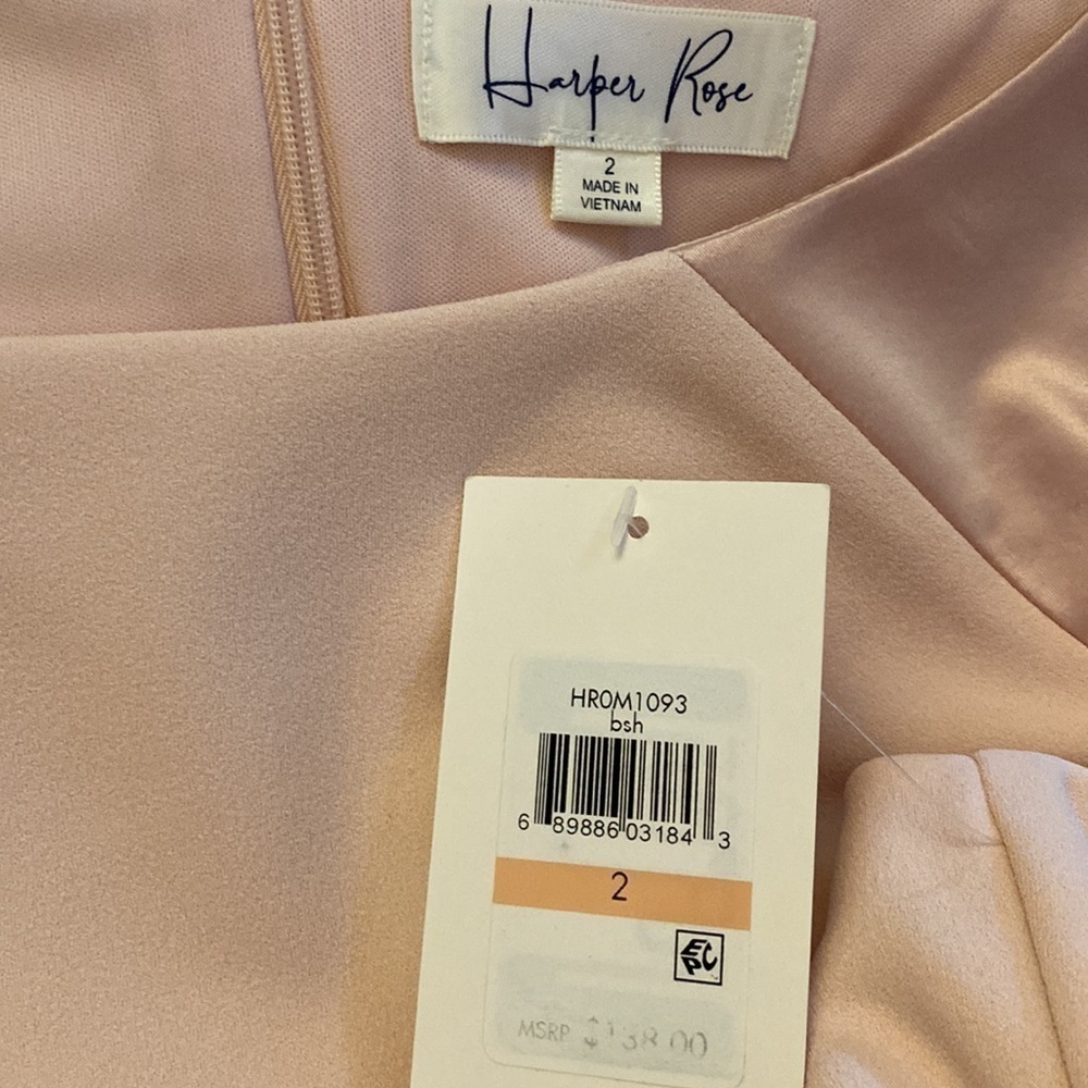 HARPER ROSE Tulip Hem Scuba Crepe Sleeveless Sheath Dress in Blush Size 2 - Picture 4 of 4